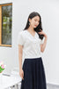 White Short Sleeve Lace Collar T-Shirt - SHIMENG