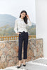 White Waist Collared Short Shirts Blouses - SHIMENG