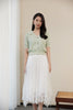 White Waistband Lace Midi Skirt - SHIMENG